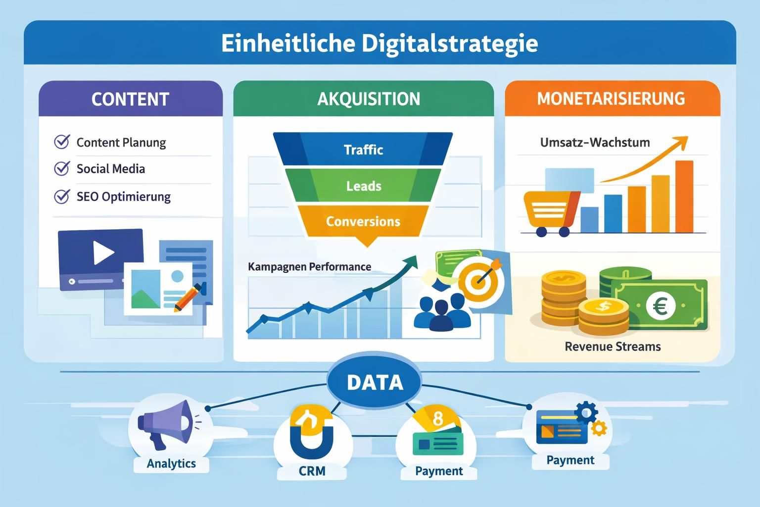 erfahren sie, wie inhalte, akquisition und monetarisierung effektiv in einer einheitlichen strategie kombiniert werden können, um nachhaltigen geschäftserfolg zu erzielen.